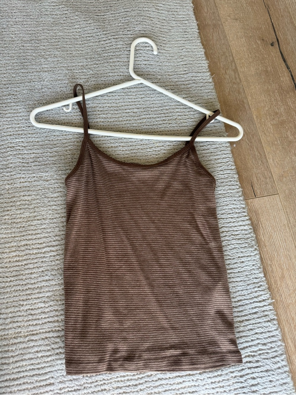 Brandy Melville Brown Ribbed Spaghetti Strap Tank Top